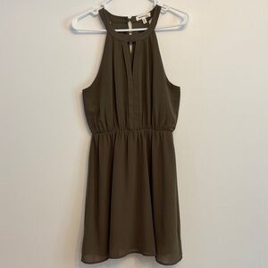 Monteau Olive Green Halter Above-the-Knee Dress